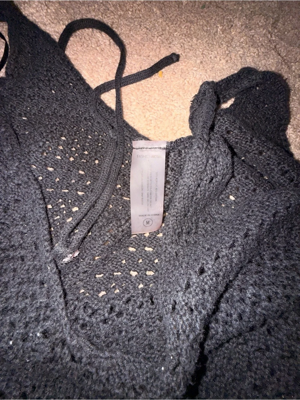 Fashion Nova Black Knit Side-Knot Tank - Picture 3 of 4